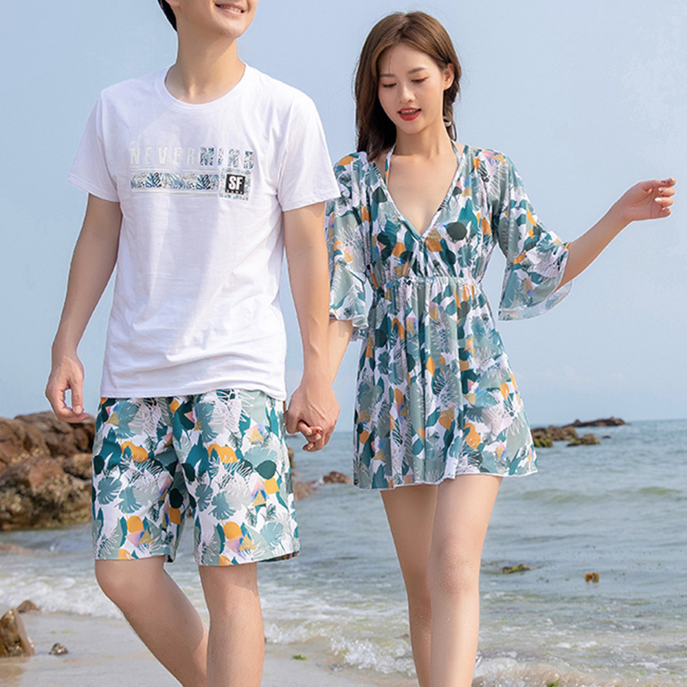 ペアルック 花柄ペア水着 カップルお揃いリゾートセット