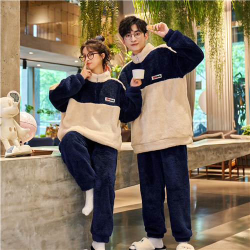 ペアルック/お揃い 冬用もこもこカップルペアパジャマ結婚祝いセット