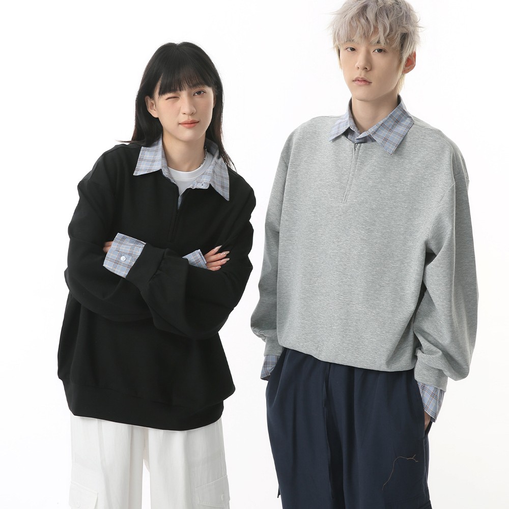 ペアルック 2025夏新作 重ね着風パーカー メンズレディース ペア対応