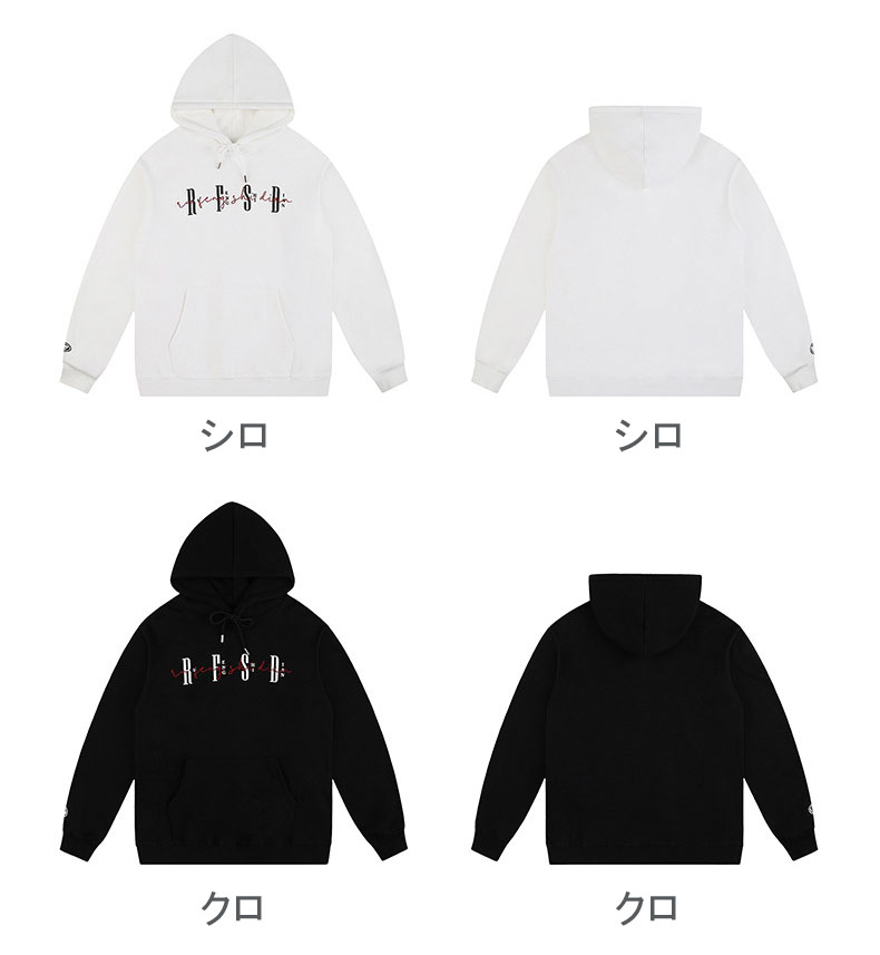 ペアルック 刺繍入り裏起毛パーカー 男女兼用 秋冬 全2色