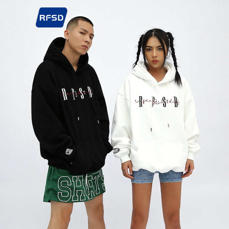 ペアルック 刺繍入り裏起毛パーカー 男女兼用 秋冬 全2色