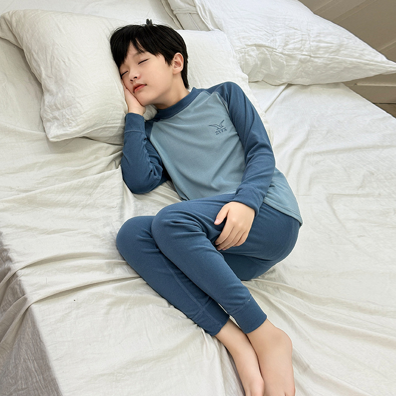 子どもパジャマ やわらか無地キッズ上下セットパジャマ