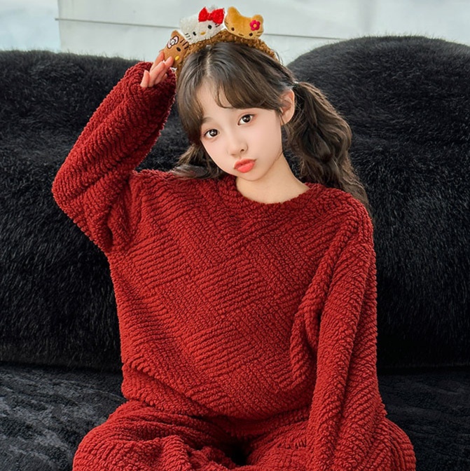 子どもパジャマ もこもこ暖か キッズ上下セットパジャマ