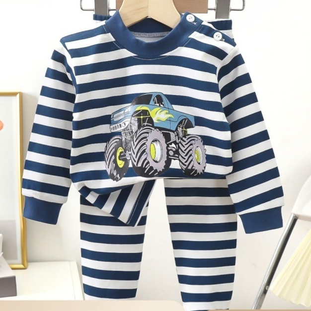 子どもパジャマ どうぶつと車の上下セットパジャマ