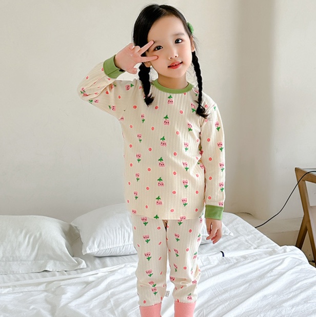 子どもパジャマ 小花柄 ふんわり キッズおやすみウェア