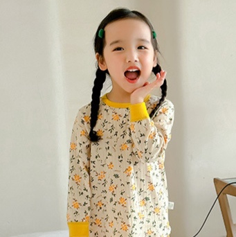 子どもパジャマ 小花柄 ふんわり キッズおやすみウェア
