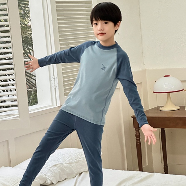 子どもパジャマ やわらか無地キッズ上下セットパジャマ