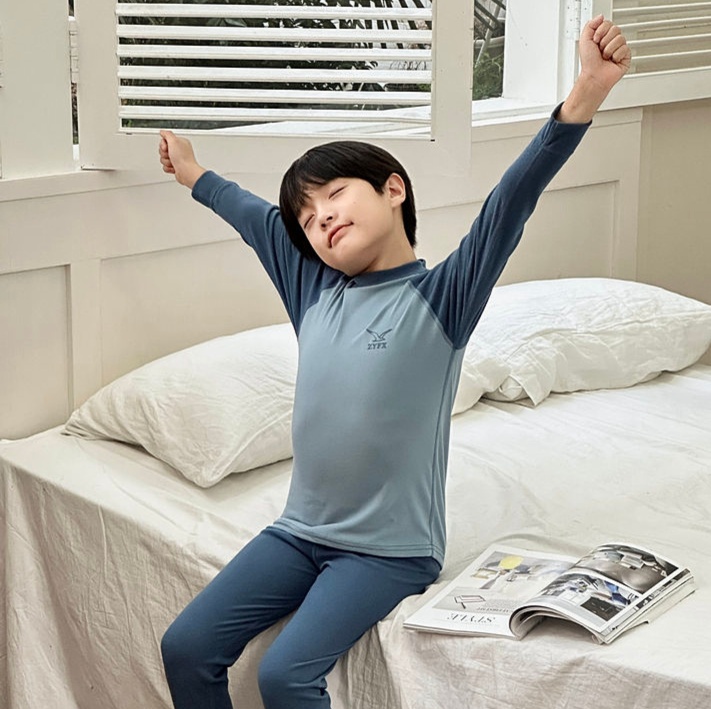 子どもパジャマ やわらか無地キッズ上下セットパジャマ