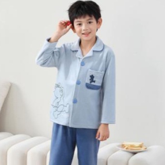 子どもパジャマ くまさんポケット付きやわらか上下パジャマ