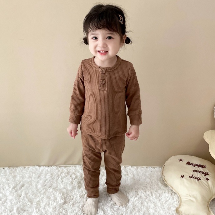 子どもパジャマ やわらか リブ編み ルームウェア セットアップ