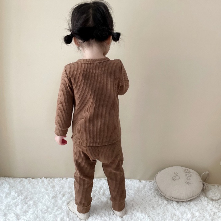 子どもパジャマ やわらか リブ編み ルームウェア セットアップ