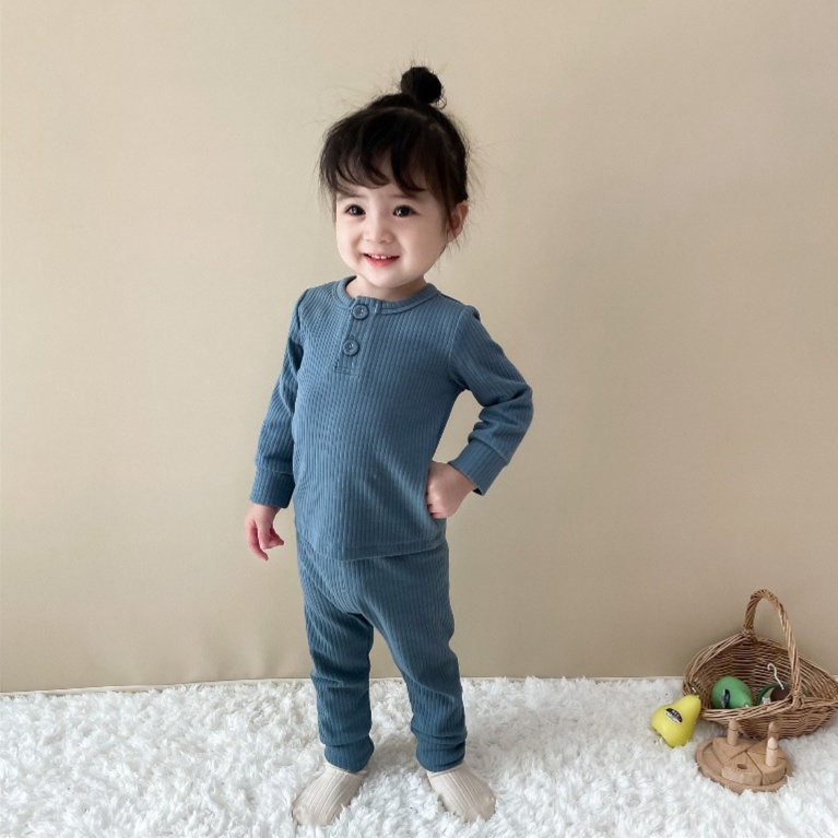 子どもパジャマ やわらか リブ編み ルームウェア セットアップ