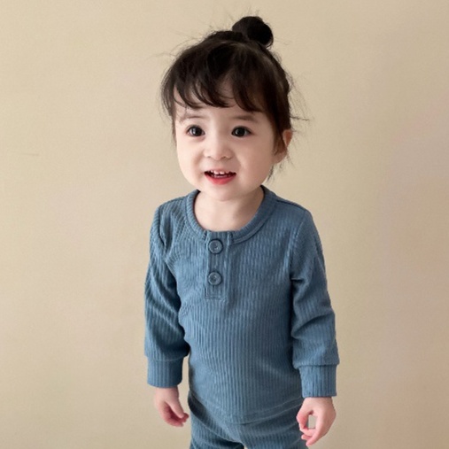 子どもパジャマ やわらか リブ編み ルームウェア セットアップ