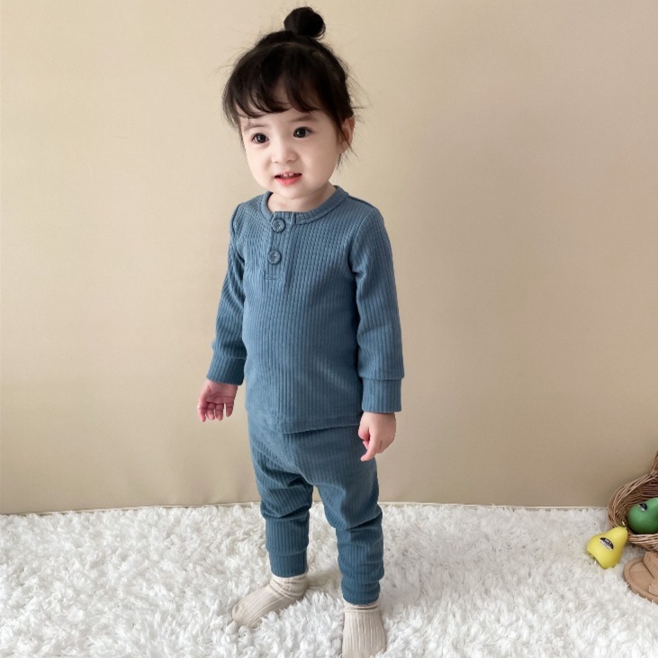 子どもパジャマ やわらか リブ編み ルームウェア セットアップ