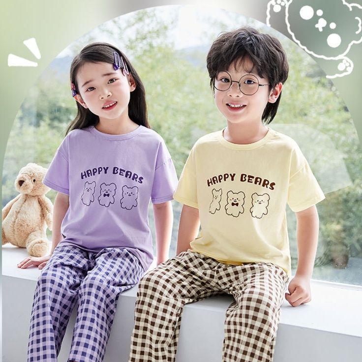 子どもパジャマ にこにこくまさん半袖パジャマセット