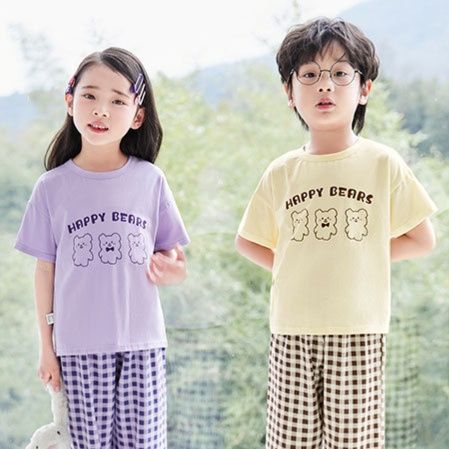 子どもパジャマ にこにこくまさん半袖パジャマセット