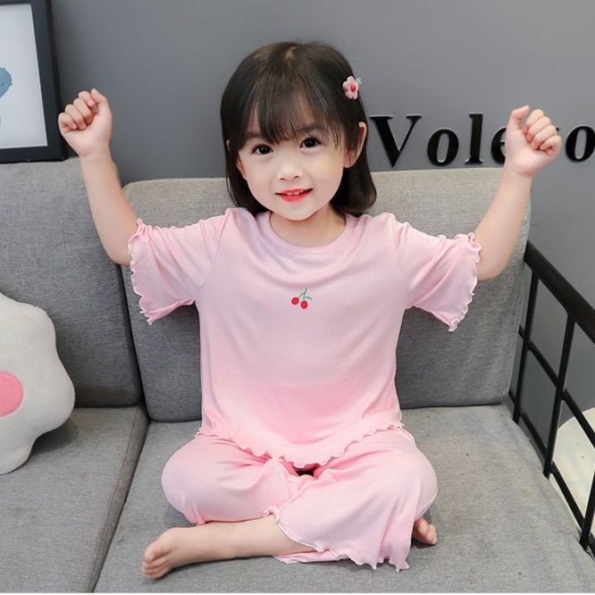 子どもパジャマ さくらんぼワンポイント涼やかパジャマ