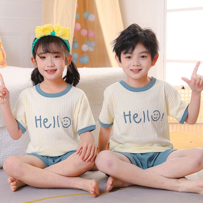 子どもパジャマ 笑顔メッセージ夏のルームウェア