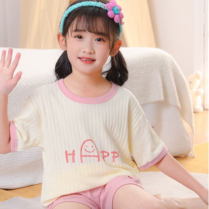 子どもパジャマ 笑顔メッセージ夏のルームウェア