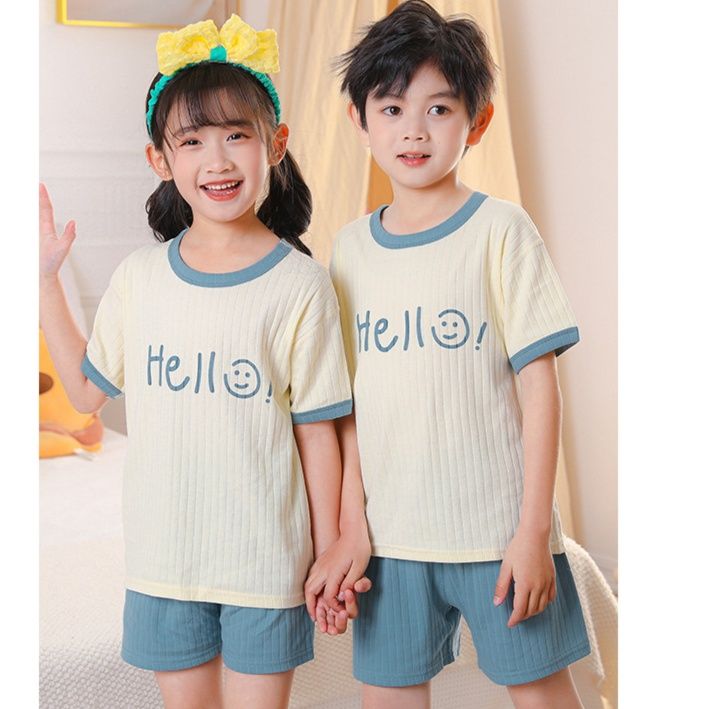 子どもパジャマ 笑顔メッセージ夏のルームウェア