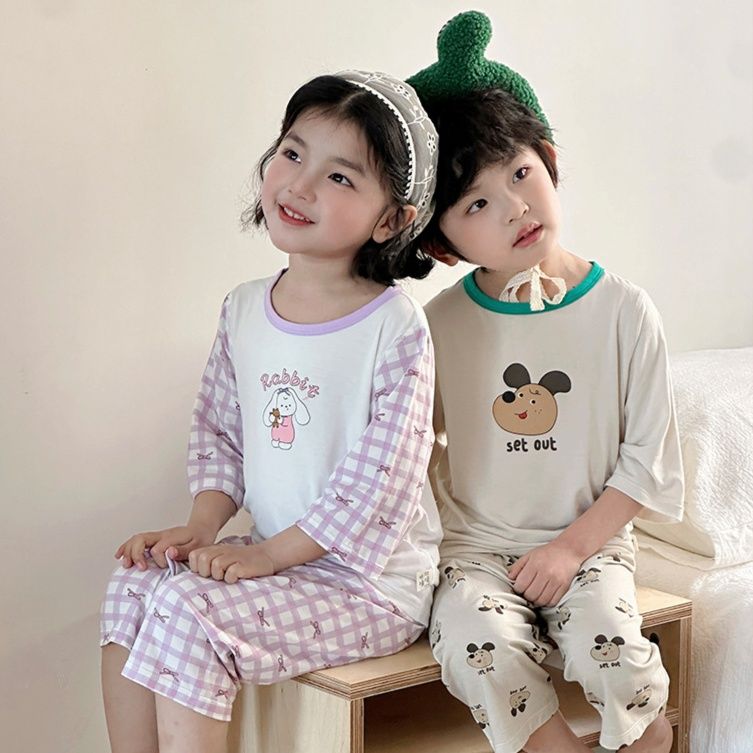 子どもパジャマ かわいい動物キャラクター半袖パジャマセット