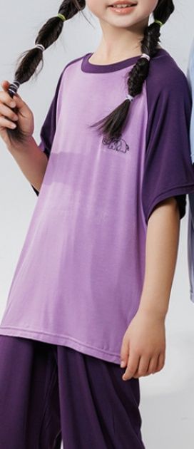 子どもパジャマ 象刺繍入り上下セット半袖子供用ルームウェア