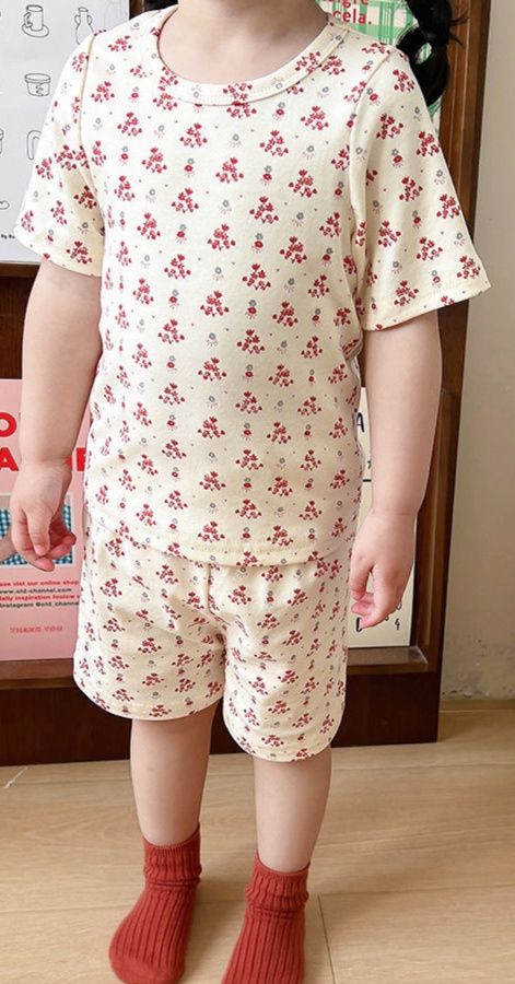 子どもパジャマ 可愛い総柄プリント半袖春夏パジャマ
