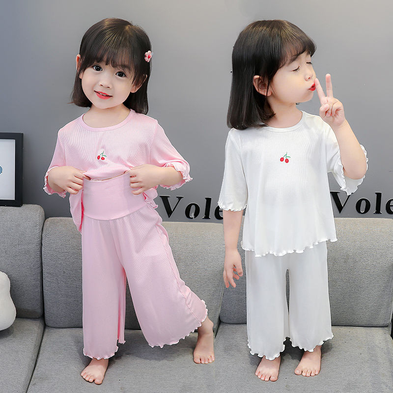 子どもパジャマ さくらんぼワンポイント涼やかパジャマ