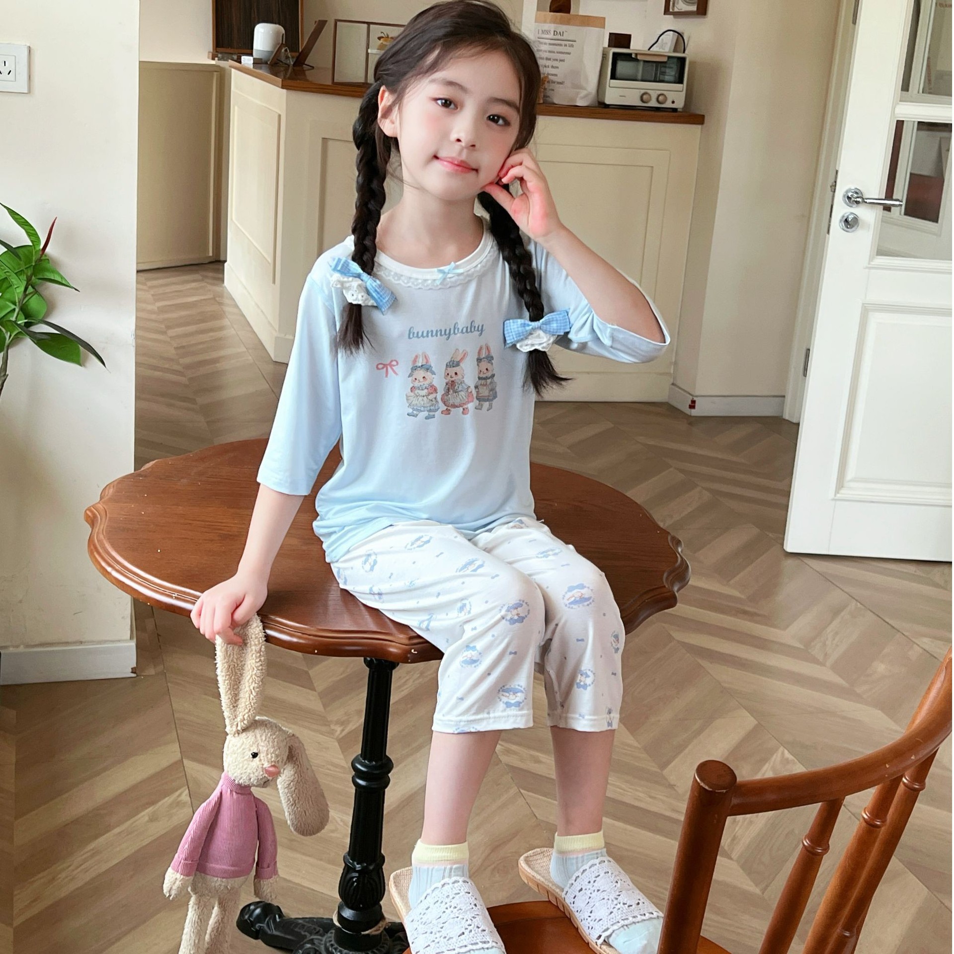 子どもパジャマ おやすみうさぎ 涼感パジャマセット