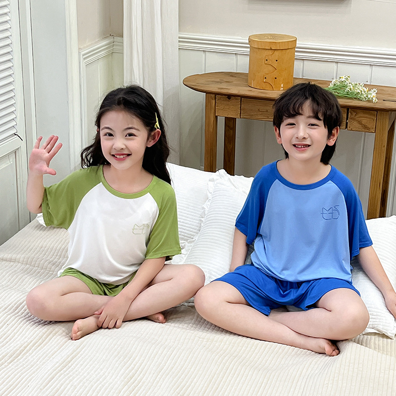 子どもパジャマ ねこモチーフ ラグラン夏パジャマ