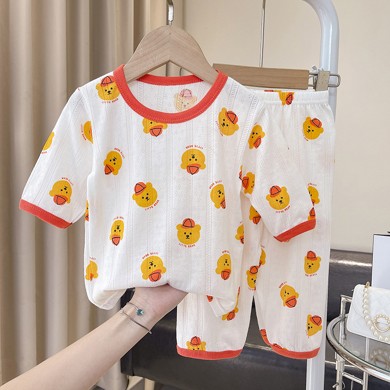 子どもパジャマ くま模様の涼やか半袖パジャマ