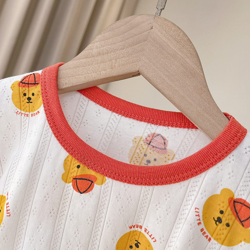 子どもパジャマ くま模様の涼やか半袖パジャマ