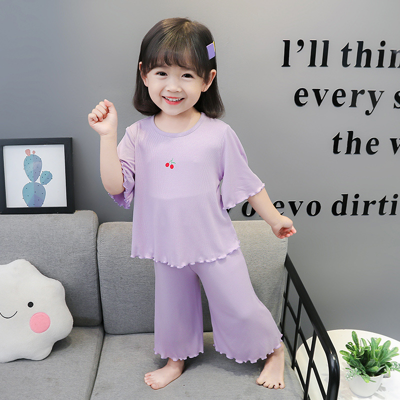 子どもパジャマ さくらんぼワンポイント涼やかパジャマ