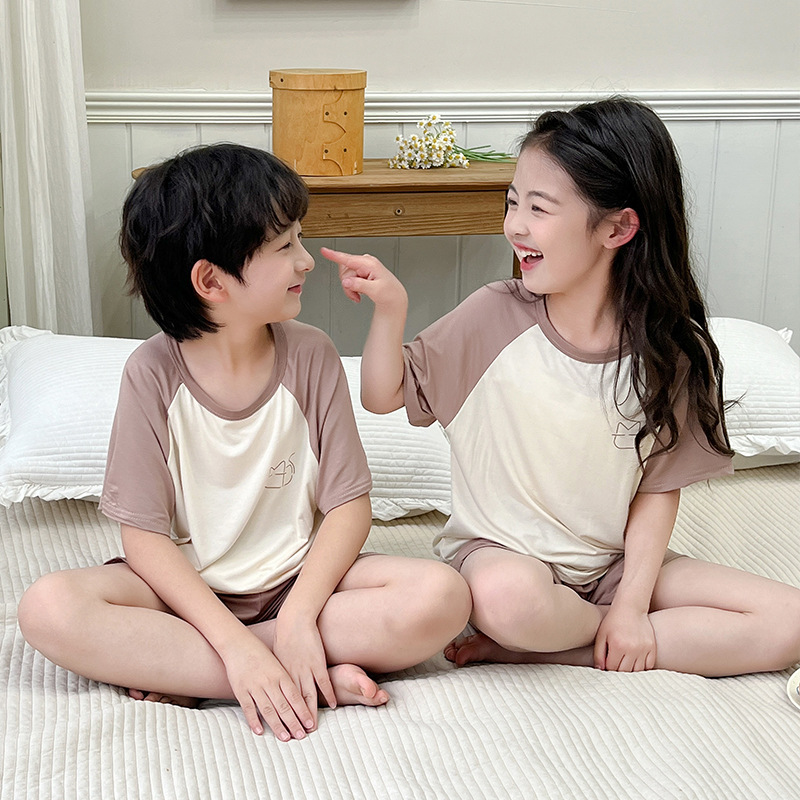 子どもパジャマ ねこモチーフ ラグラン夏パジャマ