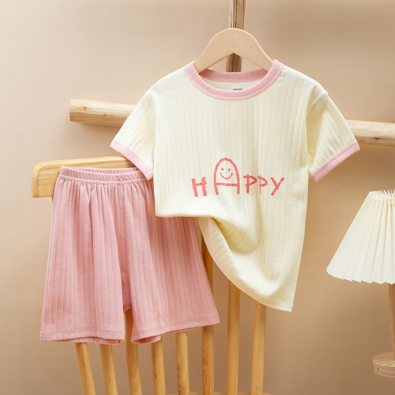 子どもパジャマ 笑顔メッセージ夏のルームウェア