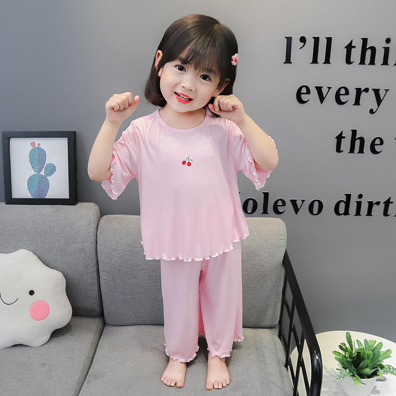 子どもパジャマ さくらんぼワンポイント涼やかパジャマ