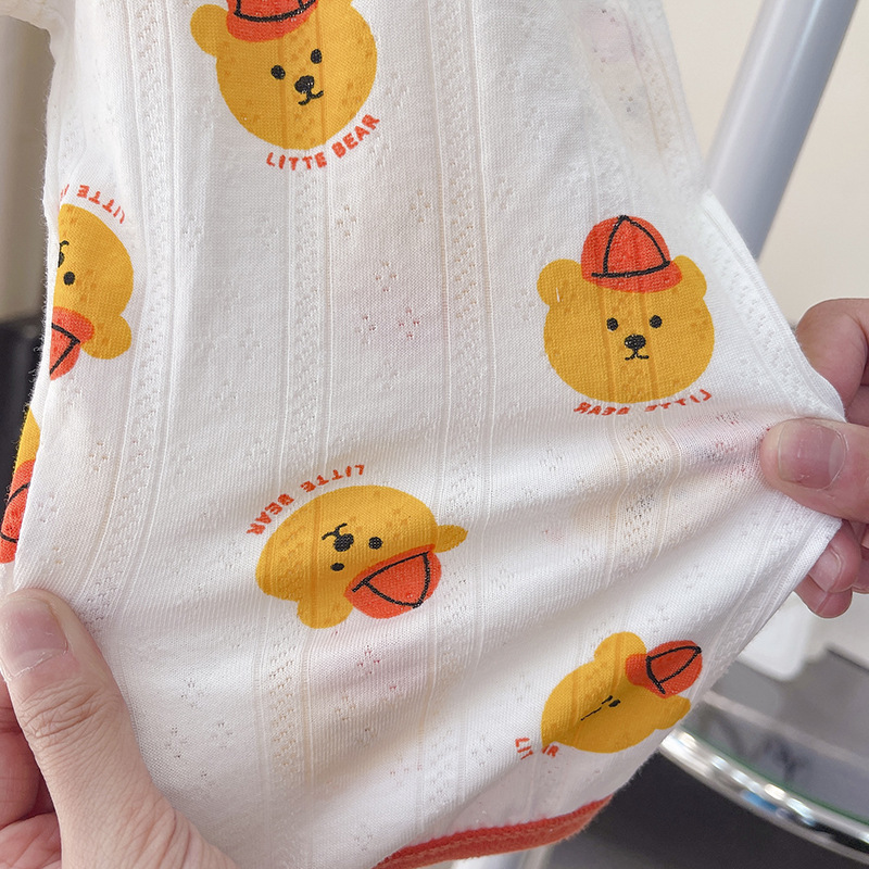 子どもパジャマ くま模様の涼やか半袖パジャマ