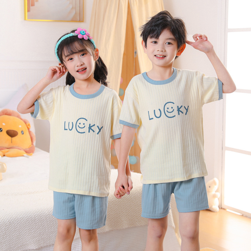 子どもパジャマ 笑顔メッセージ夏のルームウェア
