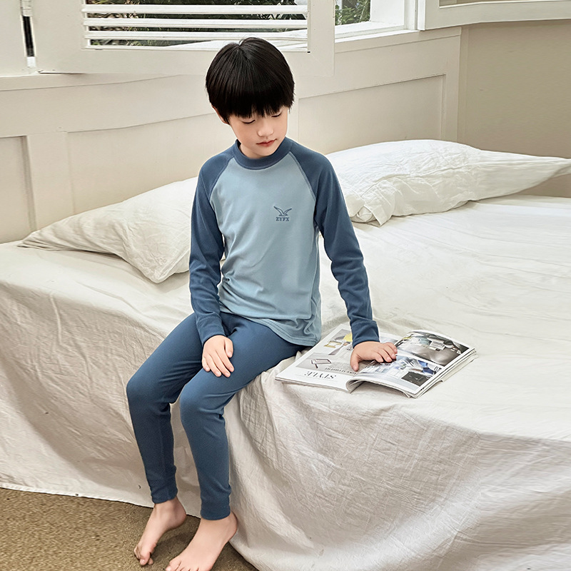 子どもパジャマ やわらか無地キッズ上下セットパジャマ