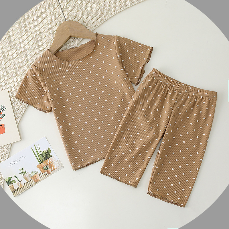 子どもパジャマ 水玉リブルームウェア 夏のおやすみ着