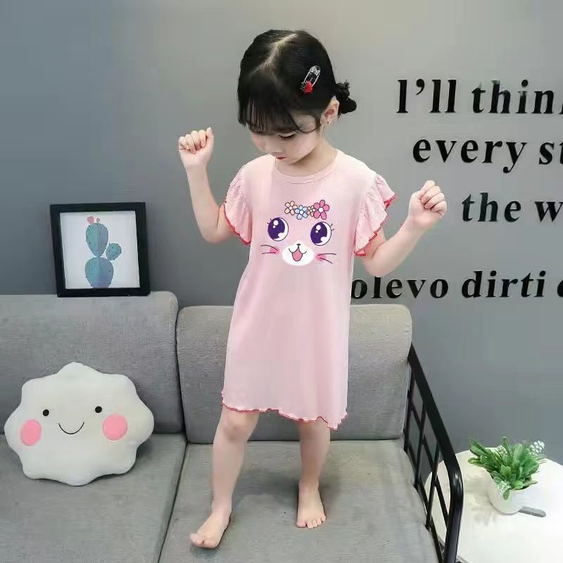 子どもパジャマ ねこちゃんワンピースパジャマ