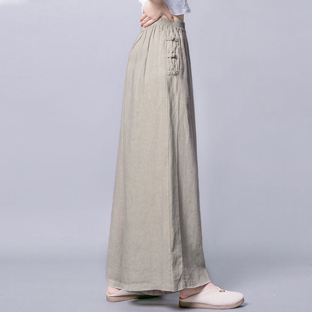 ワークパンツ 綿麻素材 ゆったりワイドスラックス