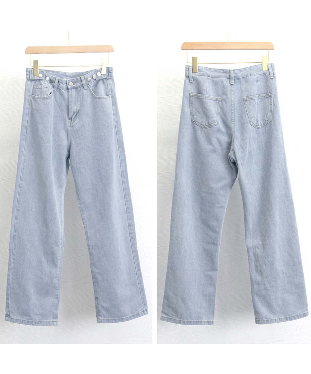 ワークパンツ ハイウエストデニム ワイドパンツ サイズ調整可能
