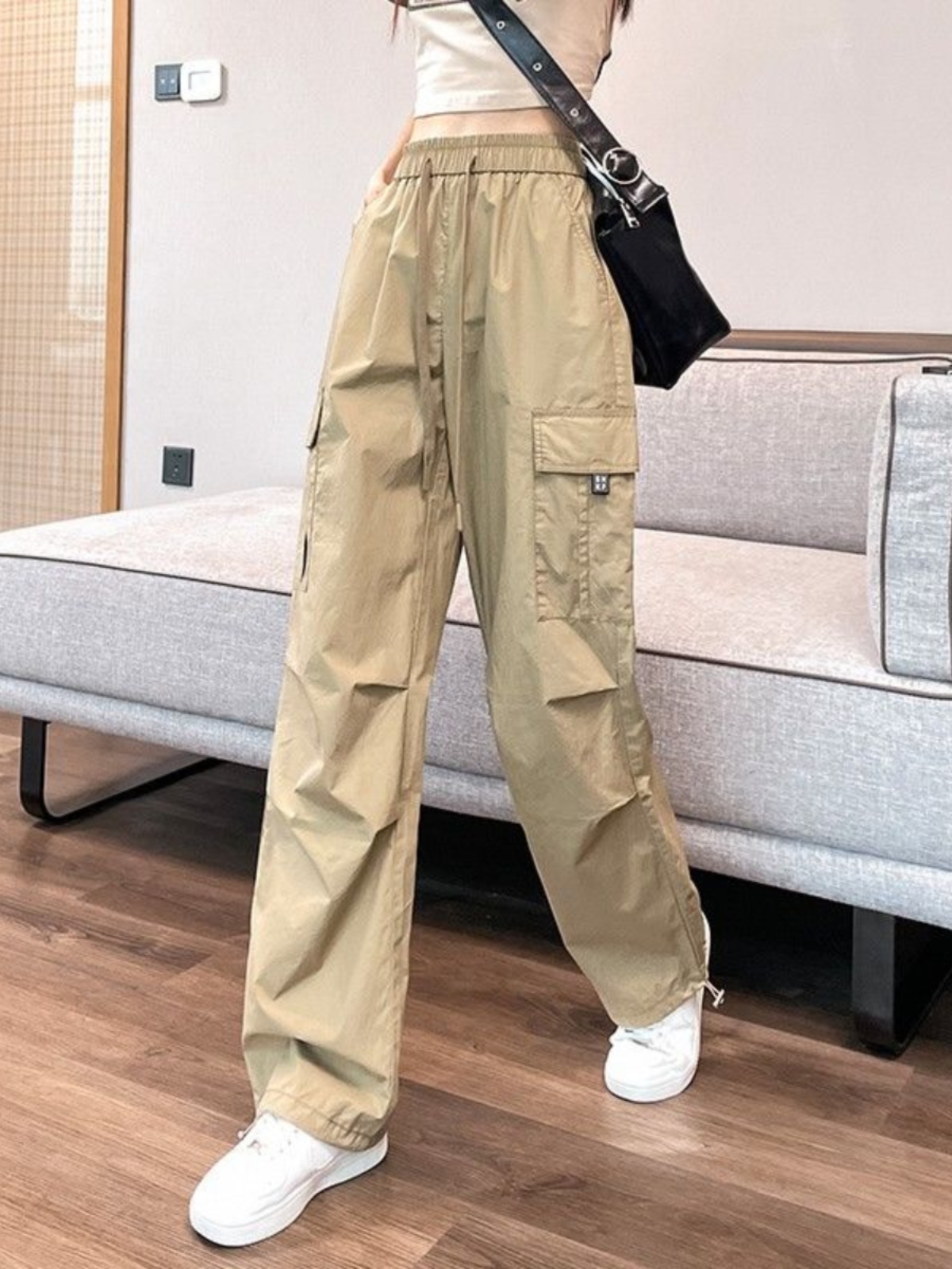 ワークパンツ ゆったりシルエット多機能カーゴパンツ