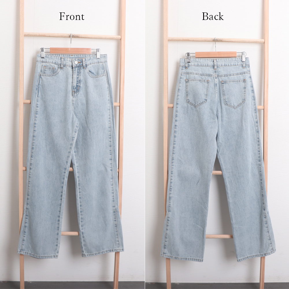 ワークパンツ ハイウエストストレートデニム 美脚効果