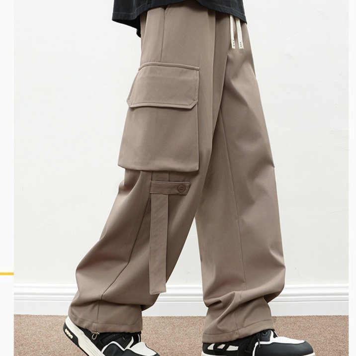 ワークパンツ ゆったりカーゴミリタリーワイドパンツ