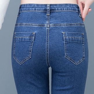 ワークパンツ すっきりシルエット美脚デニム 秋冬