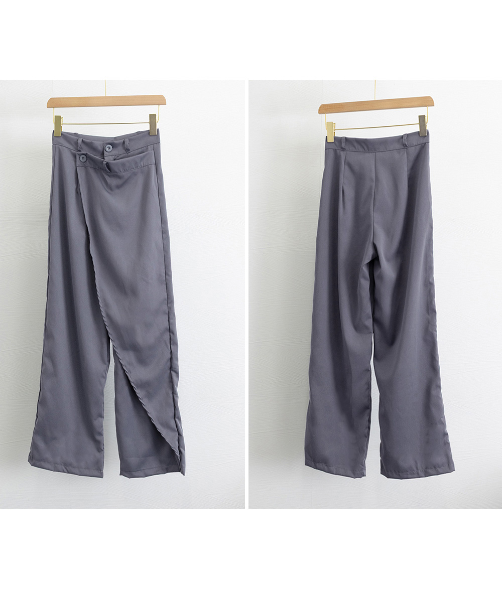 ワークパンツ ラップデザイン美脚スラックスパンツ