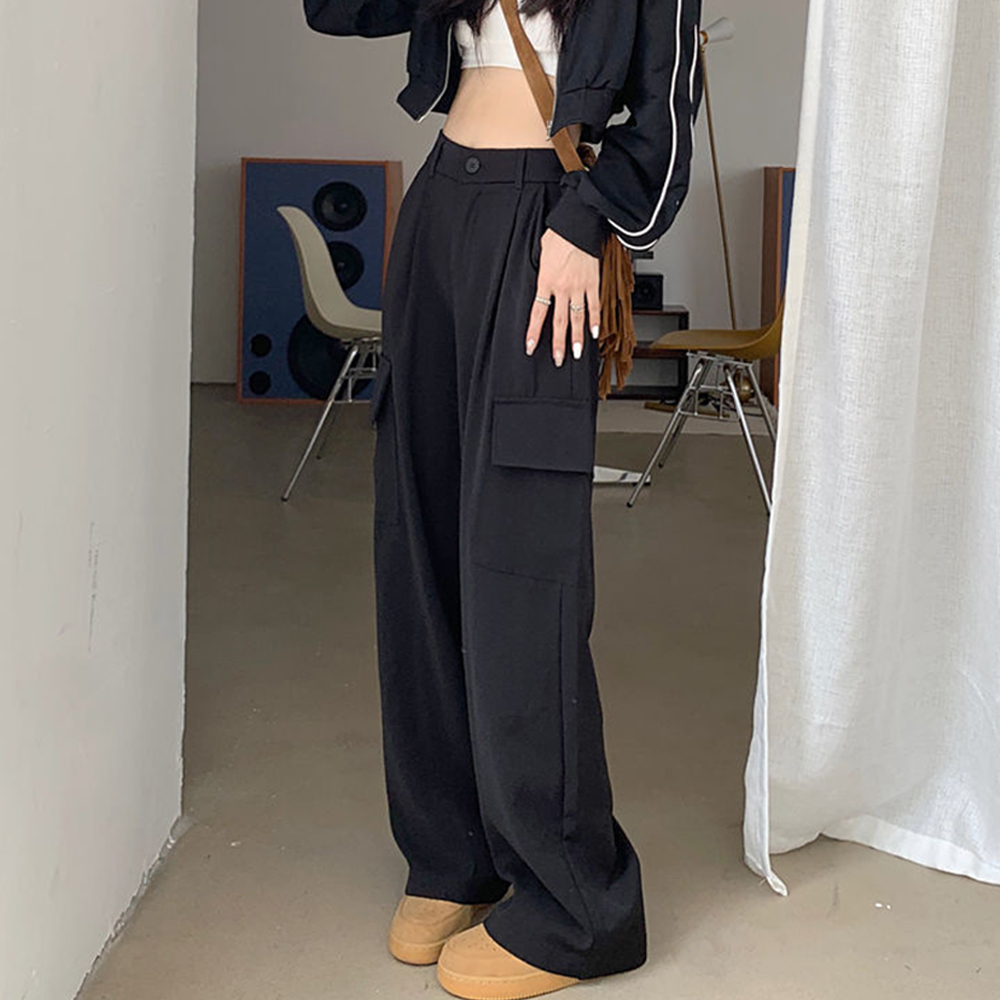 ワークパンツ ハイウエスト ワイドカーゴパンツ レディース