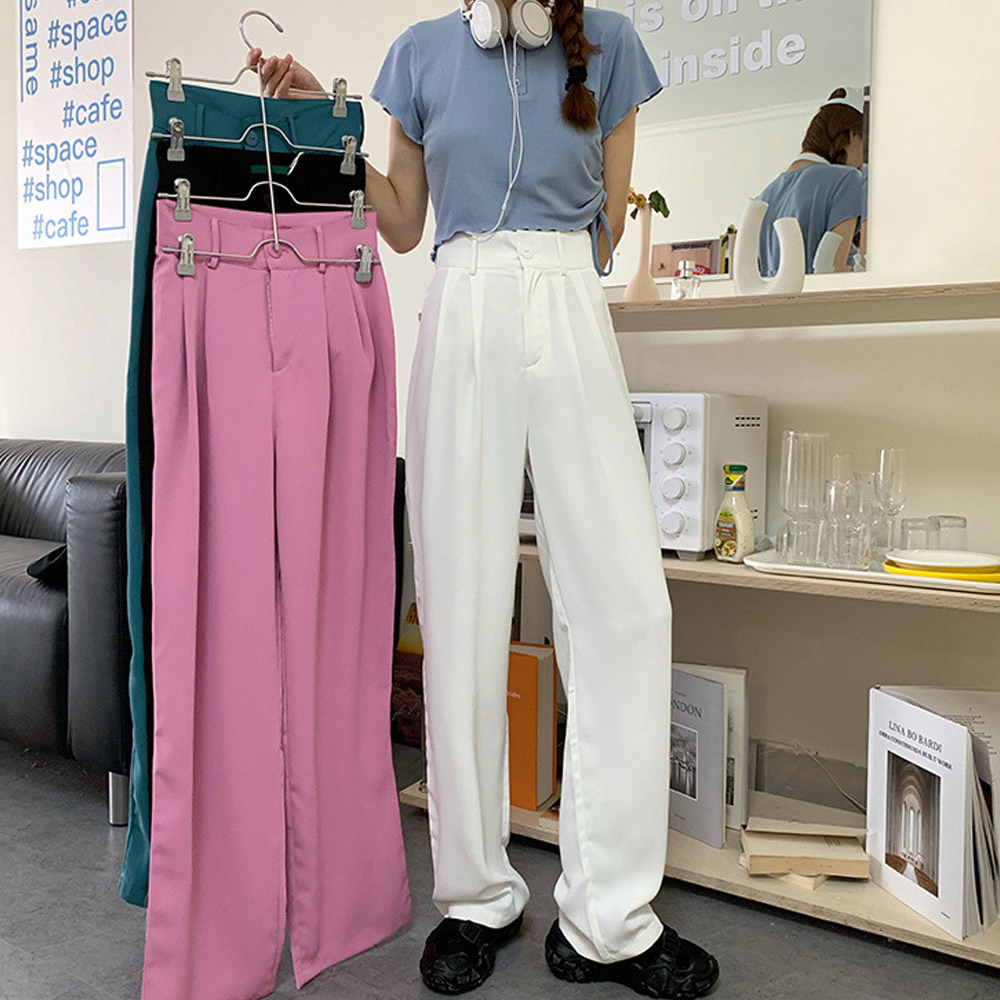 ワークパンツ ハイウエストセミワイドスラックス レディース